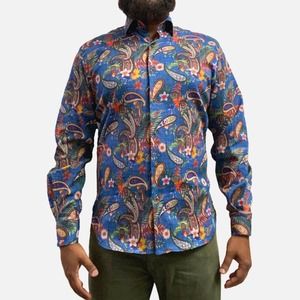 Luchiano Visconti Paisley Button Down Men's Shirt 4877, Multi, Medium * men954